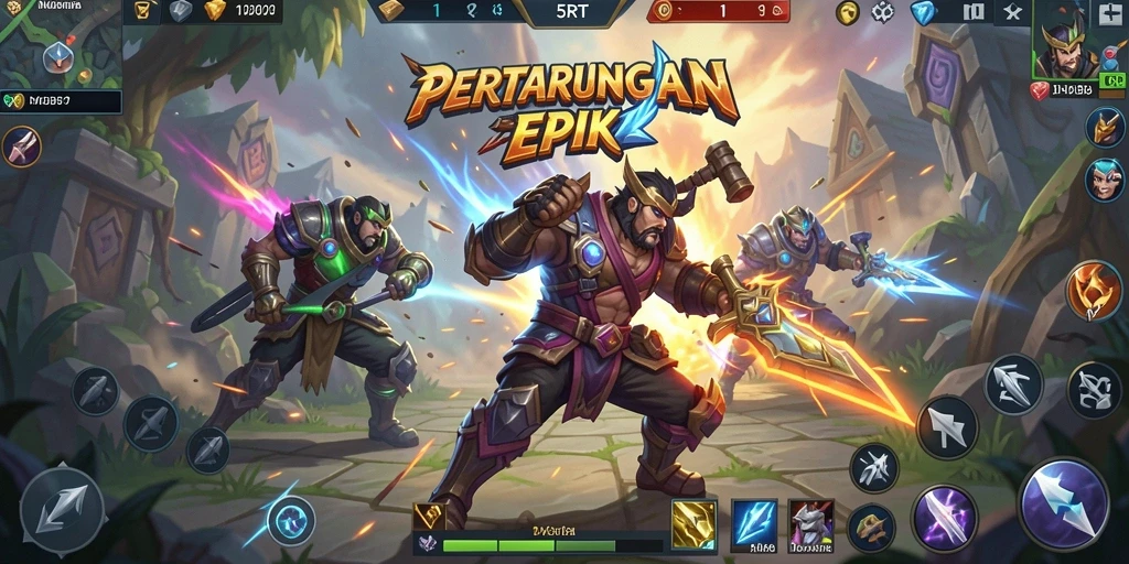 Gameplay seru dalam 5RT dengan pertempuran tim yang intens.