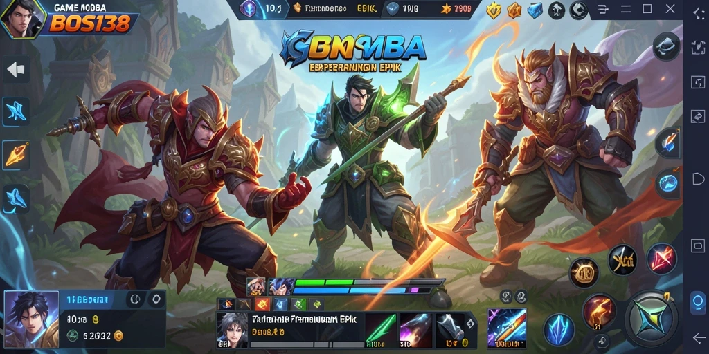 Tangkapan layar dari gameplay seru BOS138 di arena MOBA.