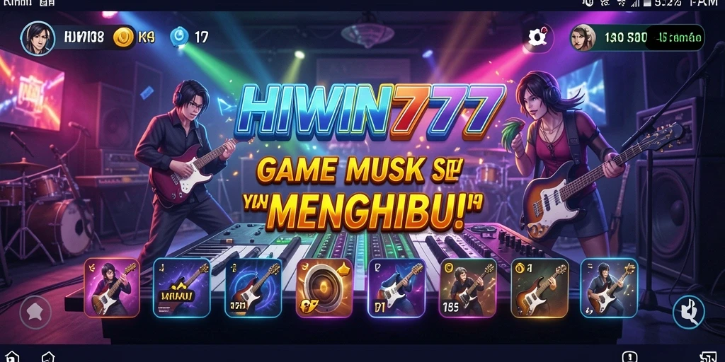 Screenshot gameplay HIWIN777 menampilkan keseruan bermain musik.