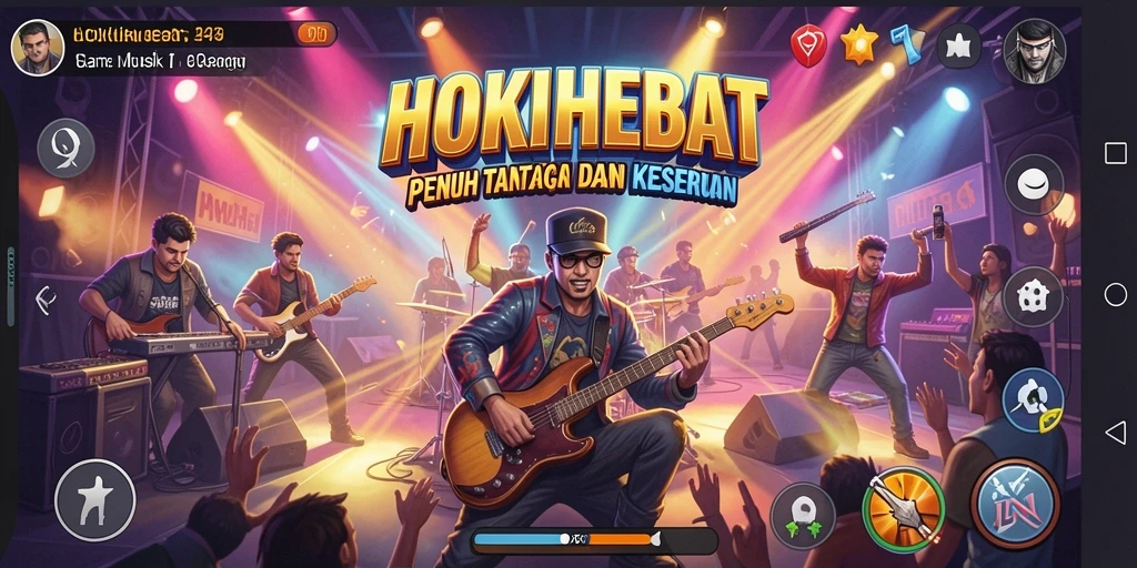 Screenshot HOKIHEBAT yang menampilkan gameplay musik yang menyenangkan.
