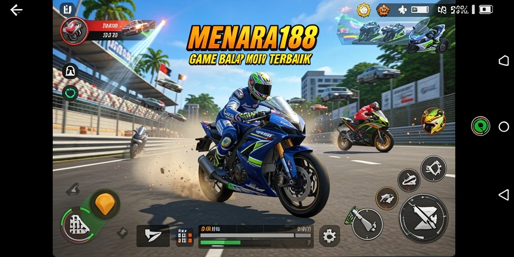 Gambaran gameplay balap motor yang mendebarkan dari MENARA188.