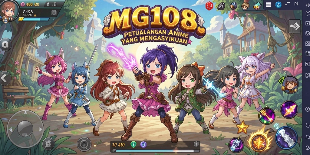 Tampilan gameplay MG108 dengan aksi karakter Anime yang dinamis.