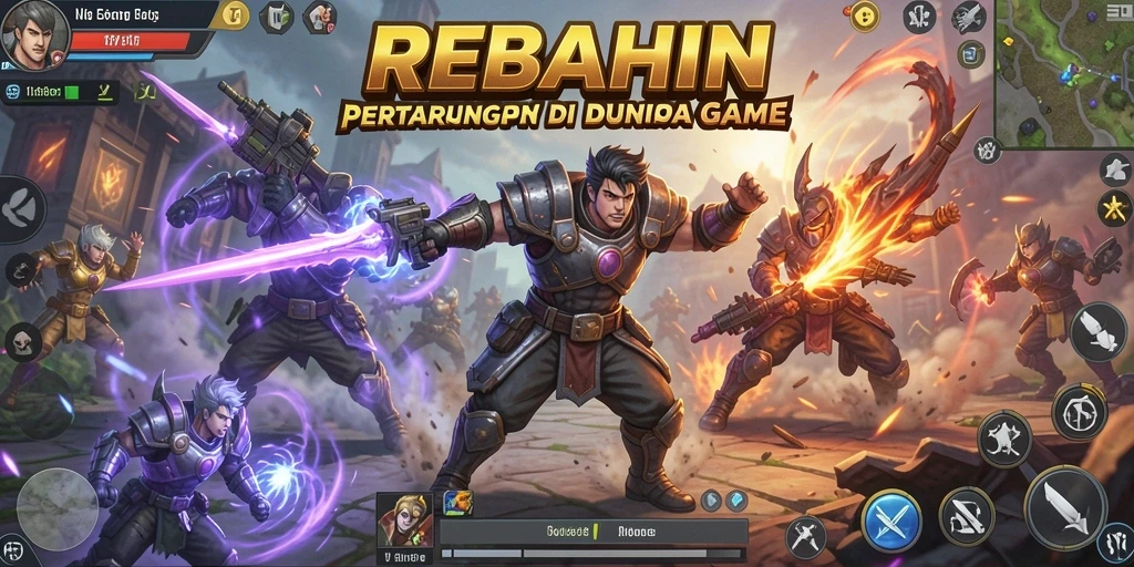 Tampilan gameplay seru dalam pertarungan REBAHIN.