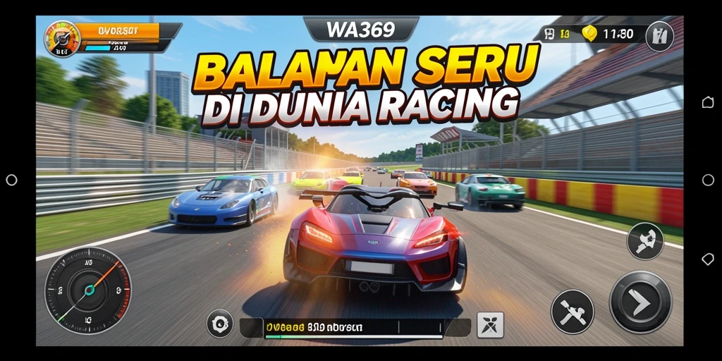 Gameplay balapan seru di WA369 dengan mobil yang beragam.