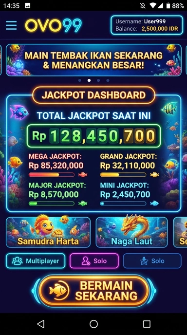Tampilan utama aplikasi ovo99 yang memudahkan navigasi.